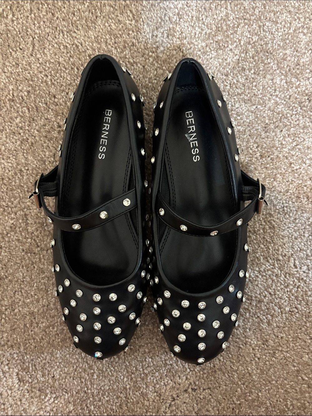 BERNESS Black Studded Mary Jane Flats